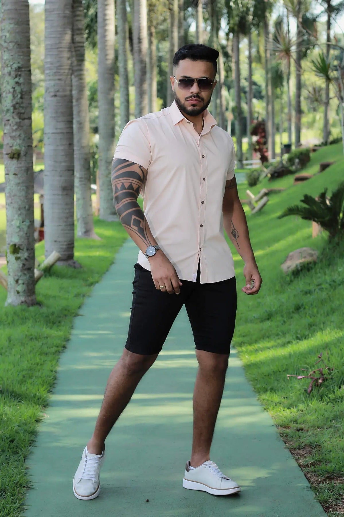 Camisa Slim fit Algodão Premium Rose Gold com Elastano