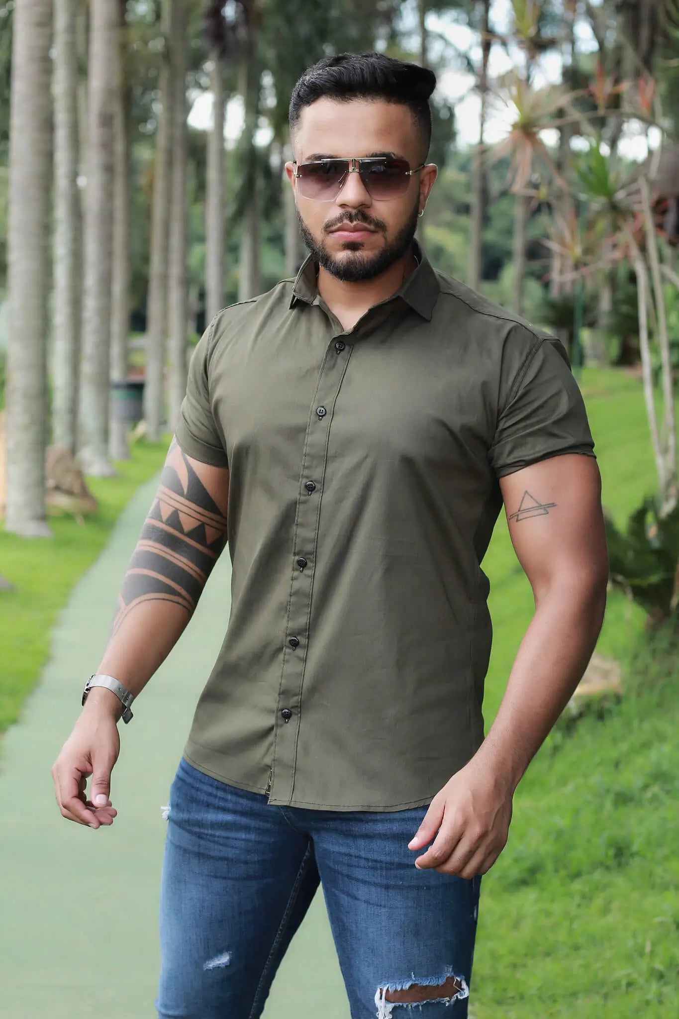 3 CAMISAS SLIM FIT Premium 139,99 Verde Militar, Preta ,Branca lisas (cópia)