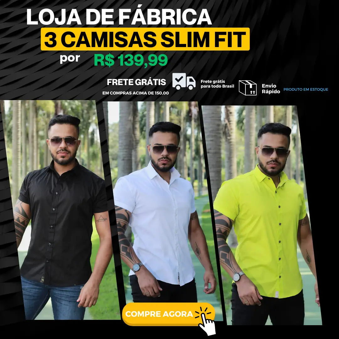 3 CAMISAS SLIM FIT Premium 139,99 Verde, Preta ,Branca lisas