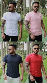 KIT 4 CAMISETAS PREMIUM BRANCA/ROSA/AZUL/VERMELHA