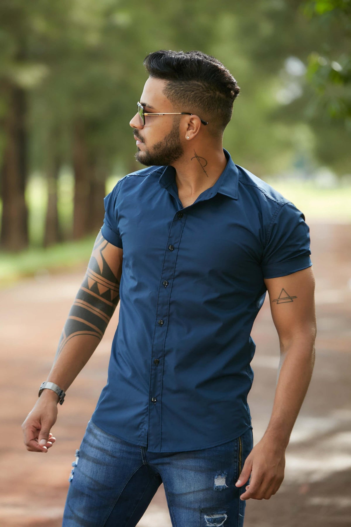 Camisa slim fit Azul Marinho