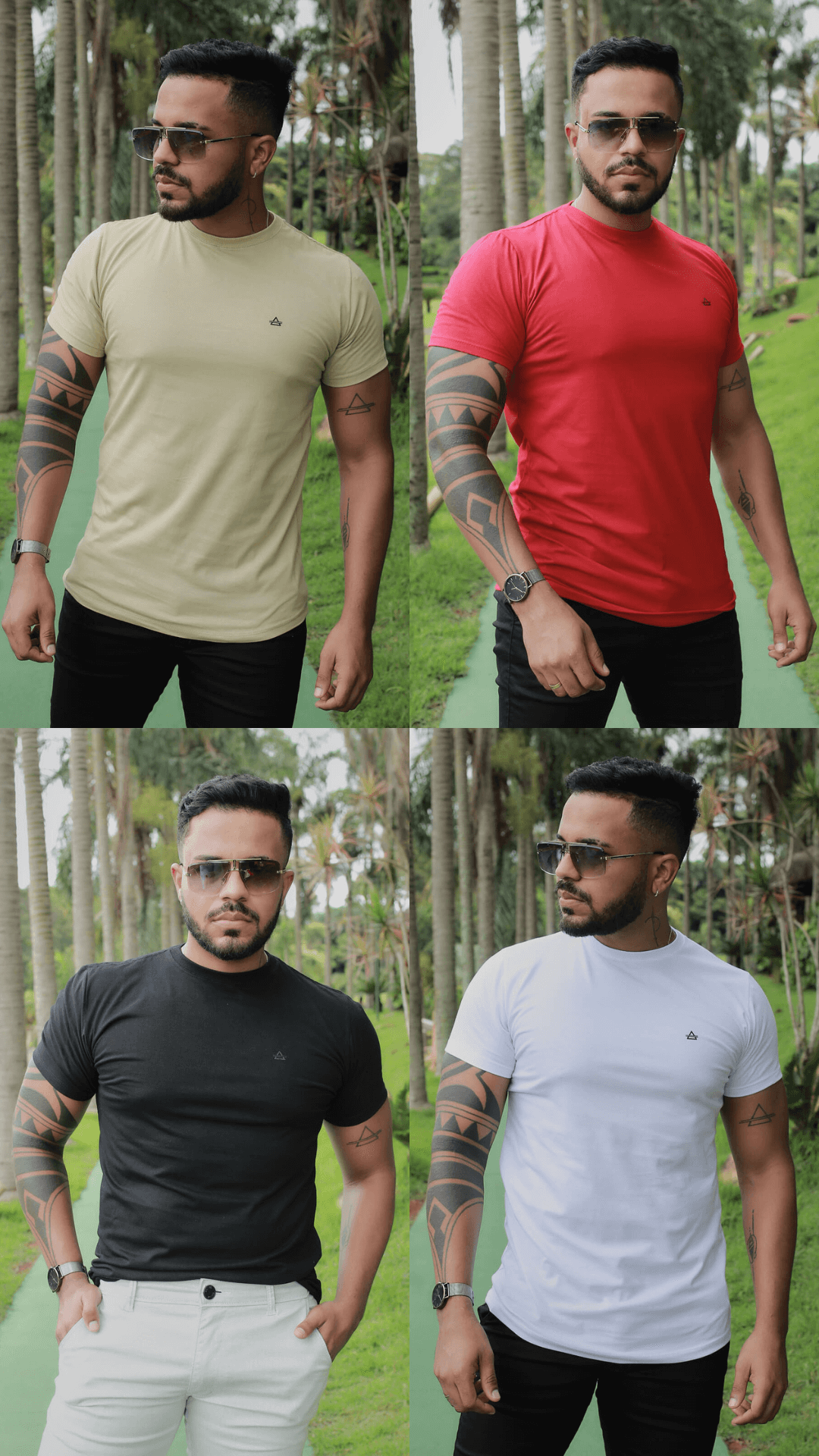 KIT 4 CAMISETAS PREMIUM BRANCA/VERMELHO/PRETO/BAMBU