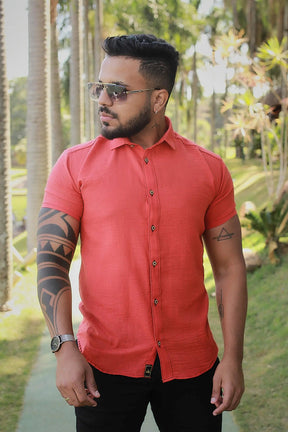 Camisa slim fit Linho Belga Telha Rustica